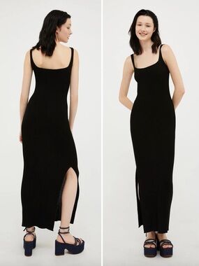Max & Co. Igloo Rib Knit Tank Maxi Dress Black